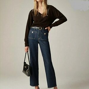 J. Crew Dark Blue Crop Slim Wide Leg Jeans Denim 30P NWT